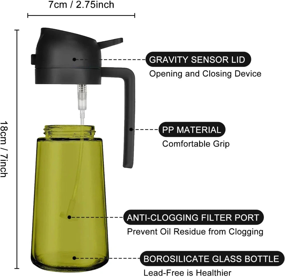 Dark Green Glass Oil Sprayer Dispenser