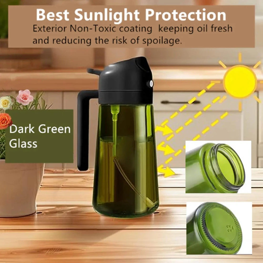 Dark Green Glass Oil Sprayer Dispenser